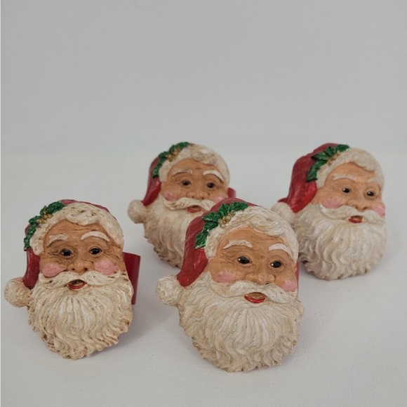 VTG Set Kemp & Beatley Santa Claus Head Tablescape Napkin Rings - Picture 2 of 4